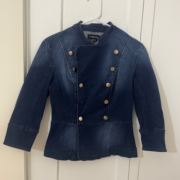 bebe Jackets & Blazers - Bebe Dark Blue Jacket with Gold Accents